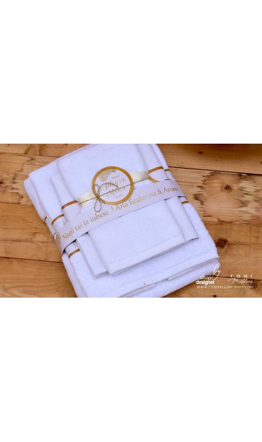 Trusou botez alb cu gold elegant si special cu broderie customizata Boho 7